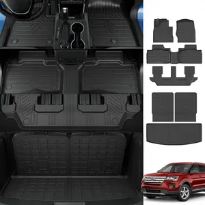 7 Seat Floor Mat Compatible with 2020-2025 Ford Explorer Cargo Liner TPE Trunk Mat Replacement for 2020 2021 2022 2023 2024 2025 Ford Explorer Accessories(Rear Trunk Mat+ Backrest Mat+Floor mat)