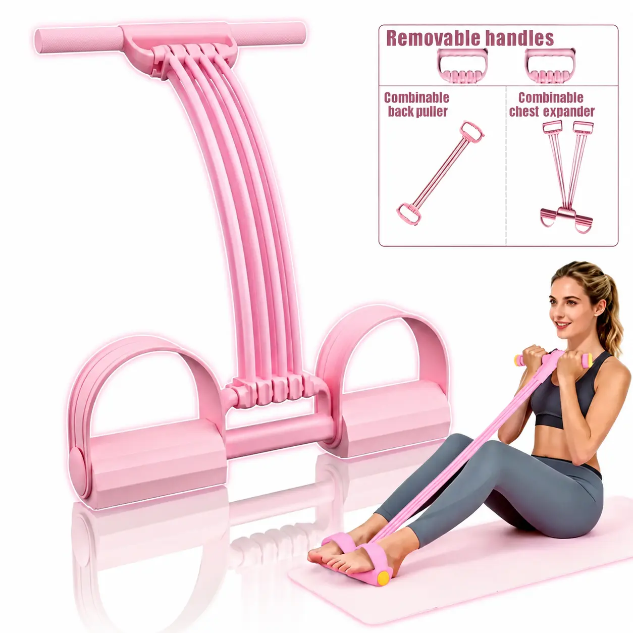 3-in-1 Multifunction Pedal Resistance Band for Home Gym Workout – Full Body Training Equipment for Abs, Core, Legs & Arms, Elastic Pull Rope for Pilates, Yoga, Sit-up, Muscle Strength & Body Conditioning Exercise at Home Anytime, Workout Bands, Fitness Ba