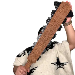 Aztec Macuahuitl Club –  with Aztec Calendar Design – Authentic Native – Ideal for Statues & Figurines, Boho Home Decor Traditional Decoration