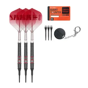 Target Darts Nathan Aspinall Soft Tip 95K Dart Set, 18G | 95% Tungsten Darts, K-Flex No.2 Flights & Shafts, Black Pixel Tips & Swiss Titanium Conversion Steel Points | Player Edition Professional Dart