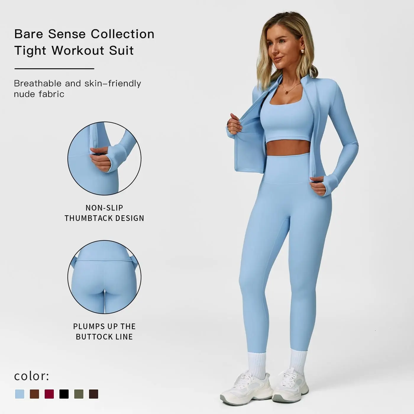 MFVIM Women's 3-Piece High-Waisted Activewear - Elastic Sports Bra, Halter Top, Jacket - Sporty Style Outfits, Athleisure Wear Set, Yoga Fit Sets for Gym, Workout,summerwins,travel essentials,camping essentials