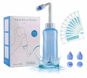 Neti Pot Sinus Rinse Bottle | Gentle Nasal Wash Cleaner 300ML with 40 Nasal Wash Salt Packets