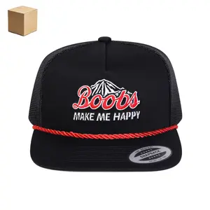 "Brews Make Me Happy" 3D Embroidery Trucker Hat, High-end Adjustable Street Style Hip Hop Cap, Sunscreen Leisure Hat for Spring, Autumn, Travel, Beach Vacation & Casual Beer Lovers
