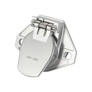 7-Pin Trailer Connector Socket (Trailer Side), Heavy Duty Round Wiring Harness Zinc Housing for Semi Truck Trailer