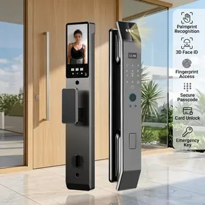 [US Stock] Premium Smart Lock with Palmprint and 3D Face Recognition, Next-Gen Video Intercom Door Lock Works with Tuya, 6068 Heavy Duty Mortise Digital Lock Door Safety Locks From Inside