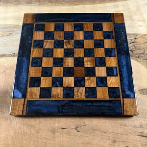 Midnight Blue Walnut Chess Board (INCLUDES PIECES)
