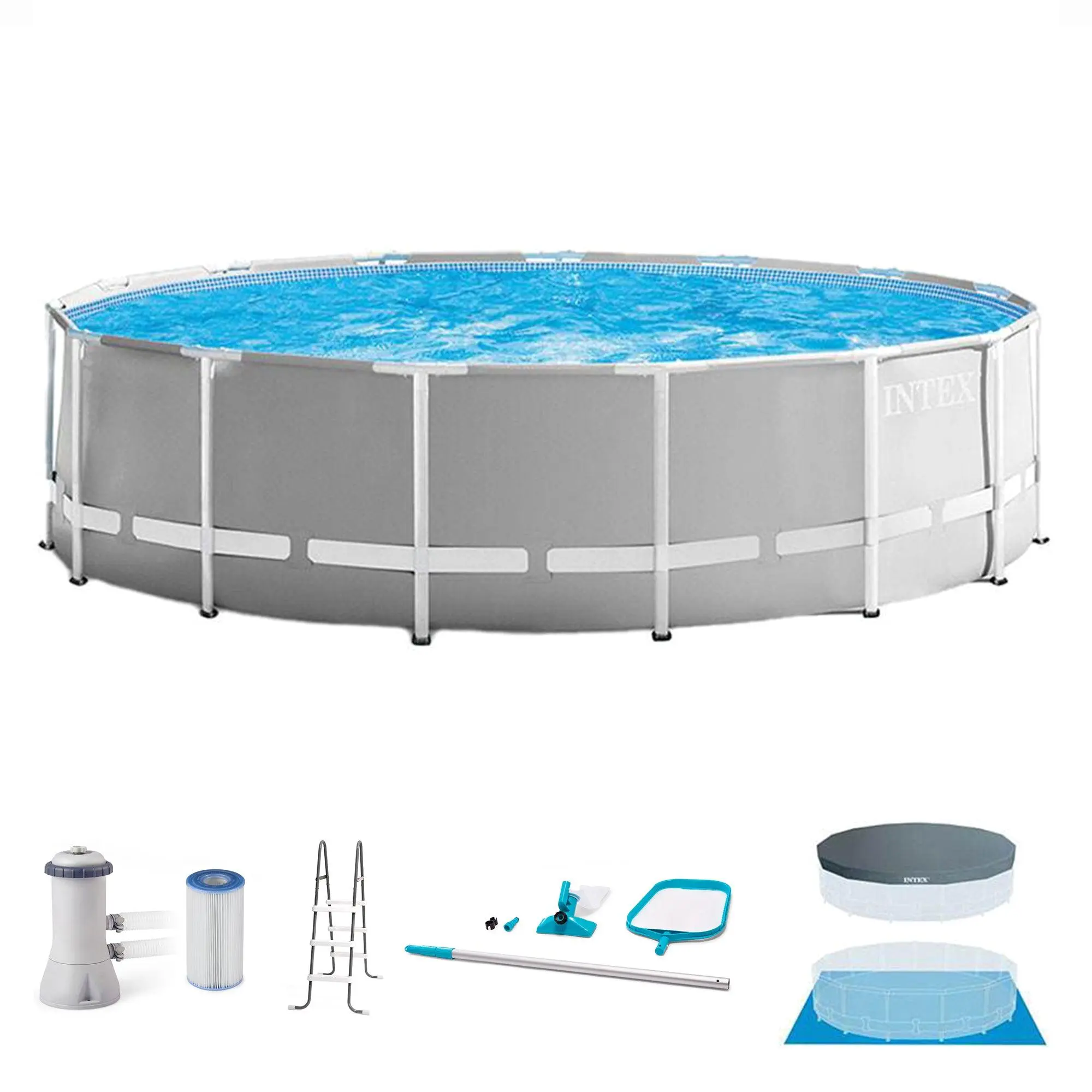 Intex Prism Frame 15'x48" Swimming Pool Set with Ladder, Cover & Maintenance Kit