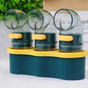ONE-Press Perfection 0.5g Smart Spice Dispenser 3-Pack with Storage Base Yellow & Green Design Bottle Kitchen Seasoning Scale Lid Sturdy 300g Total Capacity