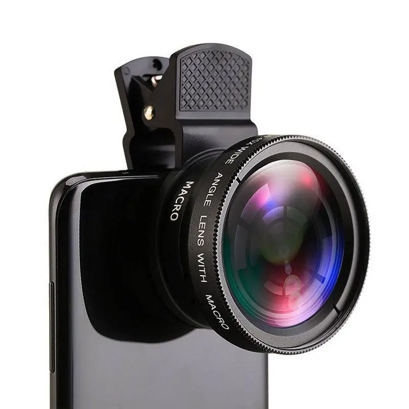 2 In 1 Clip-on Lens Kit, 0.45X 49UV Wide Angle Macro Lens, Mobile Phone Camera Lens, Lens Attachments, Phone Accessories for Smartphone, for Cell Phone Light