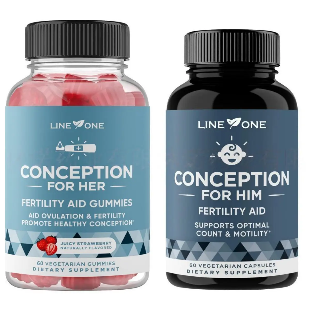 LINE 1 Pre-conception Dietary Supplement Gummies & Capsules - High-potency Daily Nutritional Support for Women & Men, Aids Healthy Conception & Hormonal Balance