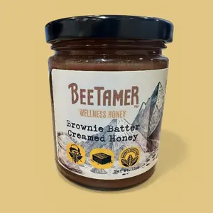 BeeTamer's Brownie Batter Creamed Honey, Natural Raw Honey, Wellness Sweet Flavor