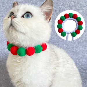 Handmade Knitted Adjustable Cat Collar - Bite-Resistant Inflatable Balls Set, Pet Accessory for Dogs and Cats