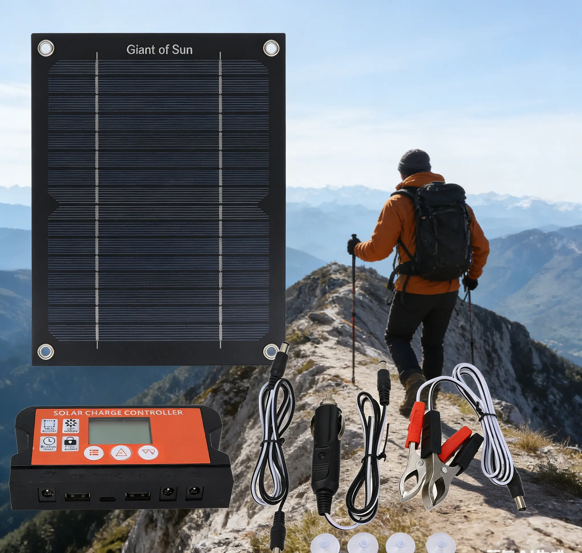 Monocrystalline Silicon Solar-Powered Solar Panel Kit - 100A Output Charge Controller, Extension Cable, Battery Clip Included for RV, Outdoor Camping (No Battery Storage Function), Solar-Powered Solar Panels
