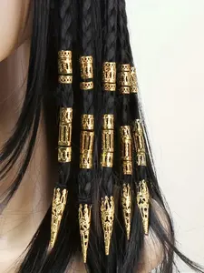 50pcs Hollow Hair Rings, Metal Vintage Hair Cuff Pins for Dreadlocks, Women & Girls Hair Accessories, Loc Hair Jewelry for Braids, Hair Clip Set