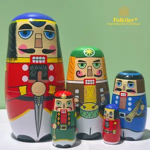 1 Set Russian Nesting Dolls, Walnut Soldier Matryoshka Dolls, Wooden Educational Toys for Kids, Crafts & Collectible Souvenirs, Ideal Gifts for Christmas Halloween Easter Thanksgiving Valentine's Day Ramadan New Year Birthday Party Wedding.