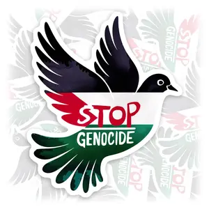 Stop the Gaza Genocide Sticker, Free Palestine Vintage Dove Waterproof Vinyl for Car Laptop Water Bottle XBZ
