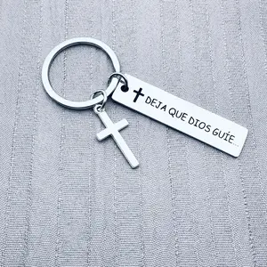 1 Christian Keychain with Cross Pendant - Stainless Steel, Durable Faith-Inspired Accessory for Backpacks & Keys, Simple Style, Non-Textile, Perfect Religious Gift for Me