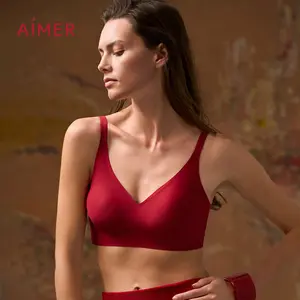 AIMER Jelly Push Up Bra Christmas Holiday Gift Xmas Seamless Wireless Stretch V Neck Soft Support No Underwire Lift Waterdrop Cups Wide Straps Lightweight No Show Basic Minimalist Womenswear Lounge Daily Adjustable Breathable TikTokShopHolidayHaul