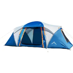 UNIHIMAL 10 Person Family Tents for Camping Waterproof, Music Festival, Parties,2 Room Big Tent with 4 Large Mesh Windows, Double Layer, Easy Setup, Weather Resistant,18ft X 9ft X6.8ft