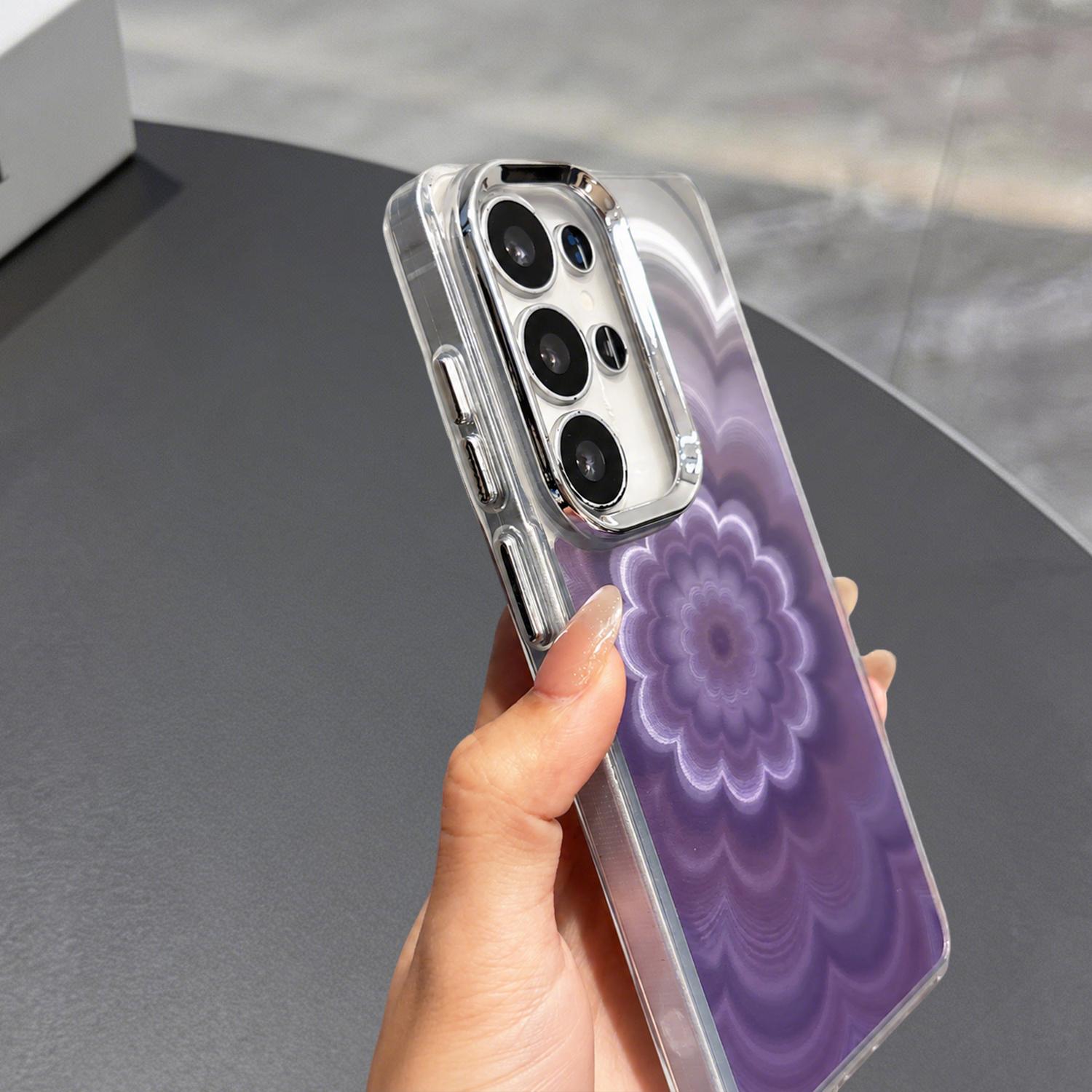 Glitter Shiny 3D Blooming Flower Phone Case for SamSung Galaxy S26 Ultra/S26+/S25 S24FE ,Soft Silicone Slim Clear Shockproof Protective Cover Phone Case for Women Girls