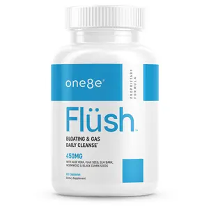 One8e Flüsh - Digestive Supplement Made With Natural Ingredients 60 capsules - Supports Gut Health with: Rhubarb, Cascara Sagrada, Aloe Vera, Flax, Senna, Slippery Elm, Wormwood, Black Cumin, Thyme, Olive, Clove, Garlic - Healthcare, Fitness