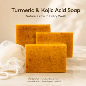 Lemon Turmeric Kojic Acid Soap Gentle Daily Cleansing Bar for Face, Helps Improve the Look of Blemishes, Supports Clear Complexion, Soft and Comfortable Skin Care for a Naturally Healthy Appearance