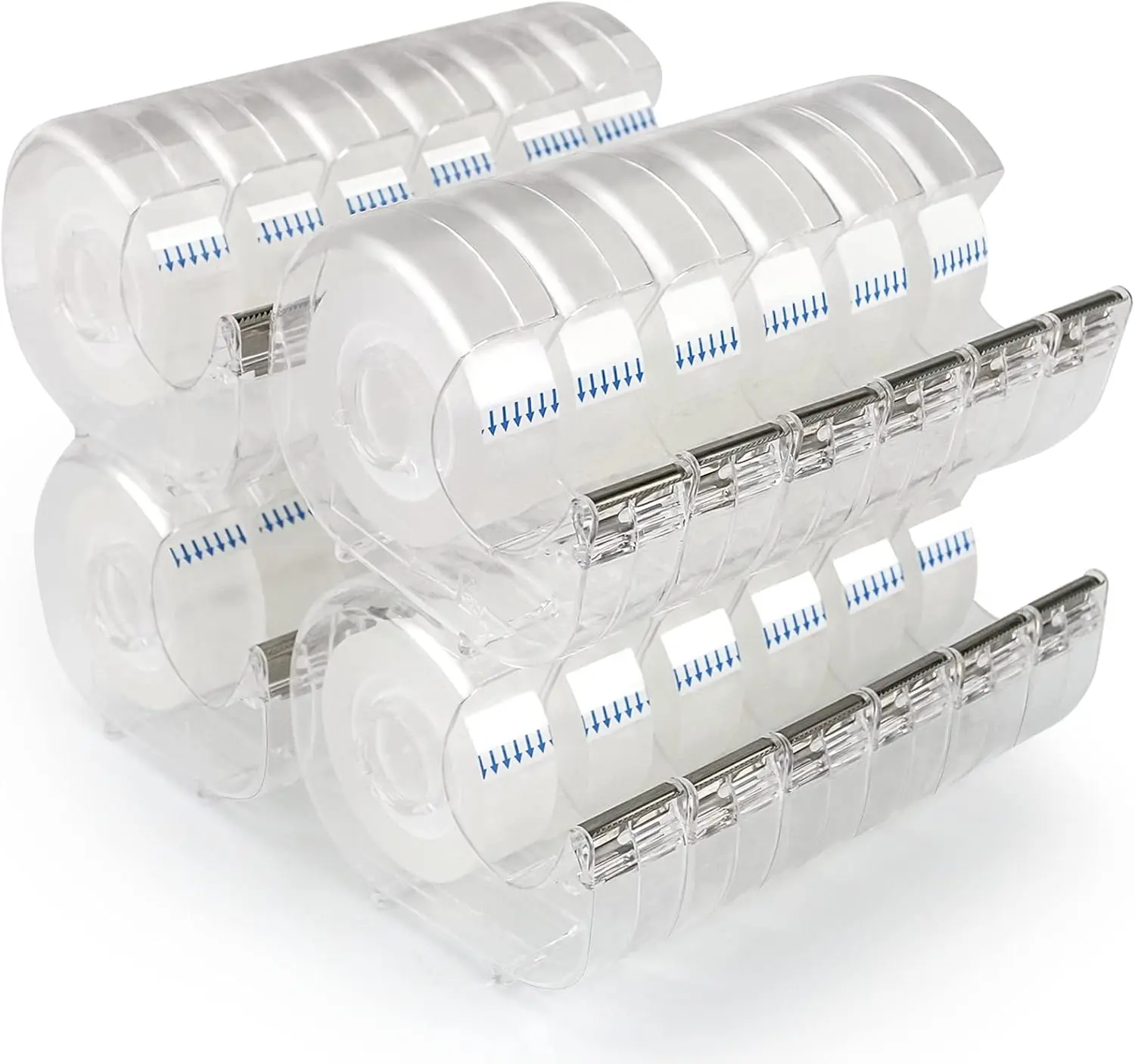 24 count Transparent Tape with Dispenser, 0.7 in x 1000 in Clear Tapes and Refillable Dispensers, Office Tape Rolls with Dispenser Bulk for Craft Jobs,  Wrapping, Repairing,  and School