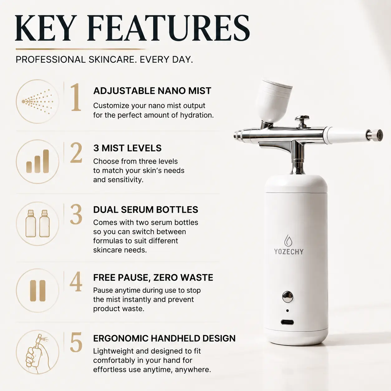 Oxygen Infusion Nano Mist Device, At-Home Spa Skincare Beauty Tool, Nano Hydration Facial Mist Sprayer for Skincare Enhancement