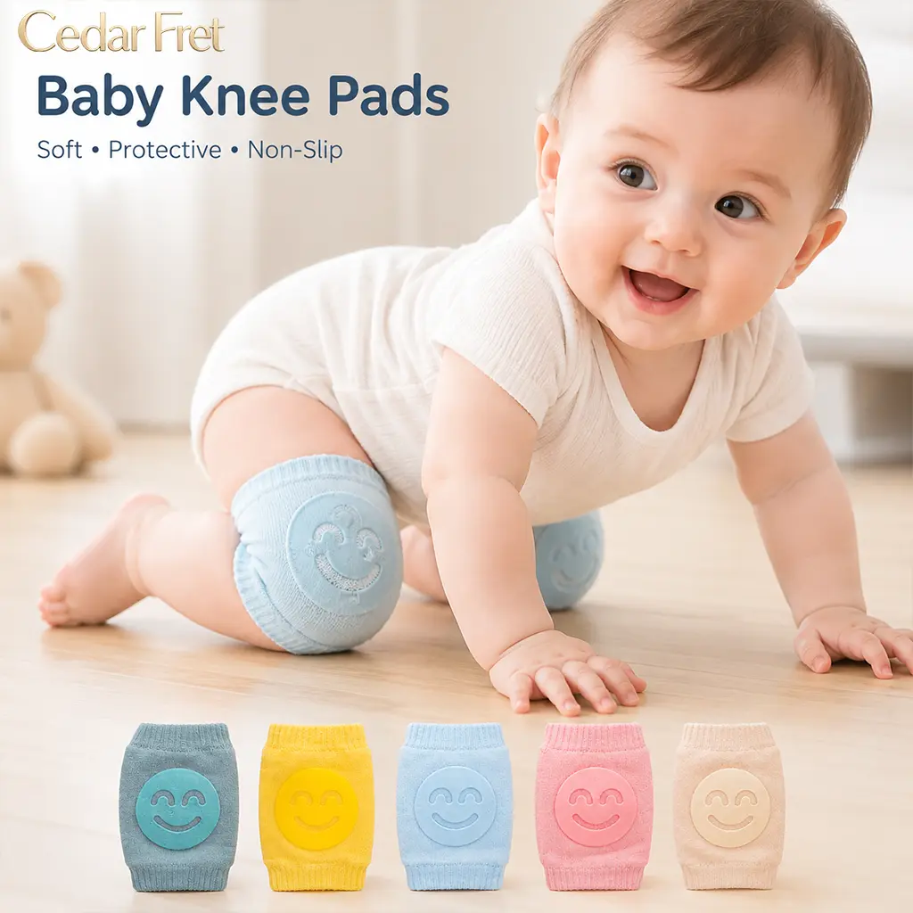 Baby  Non-Slip Knee Pads Set, Baby Accessories for Crawling, Thick Soft Contoured Fit, Fall Protection, Durable Gentle Safeguard