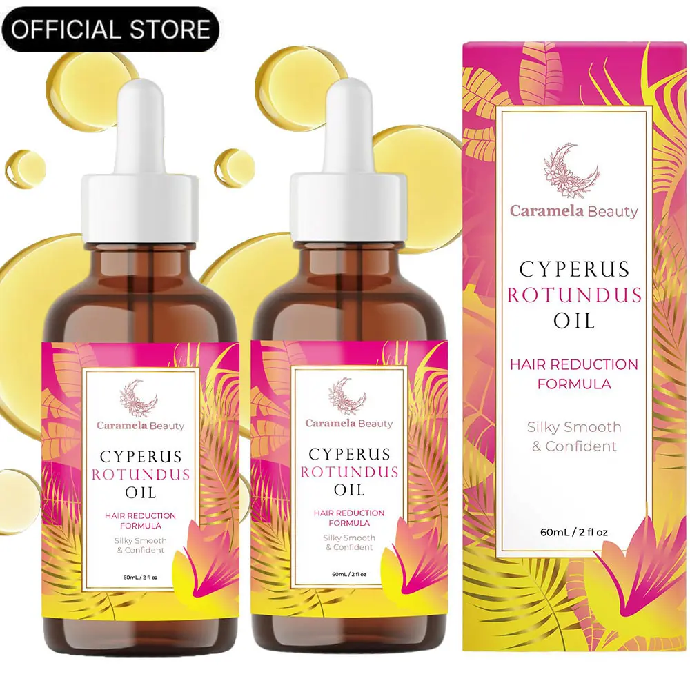 2 Bottles Caramela Beauty Cyperus Rotundus Oil - 60ml Natural Cyperus Rotundus Oil For Hair Removal, Moisturizing & Soothing Cyperus Oil For Reducing Body Hair Growth, Hair Removal Oil Ideal for All Skin Types