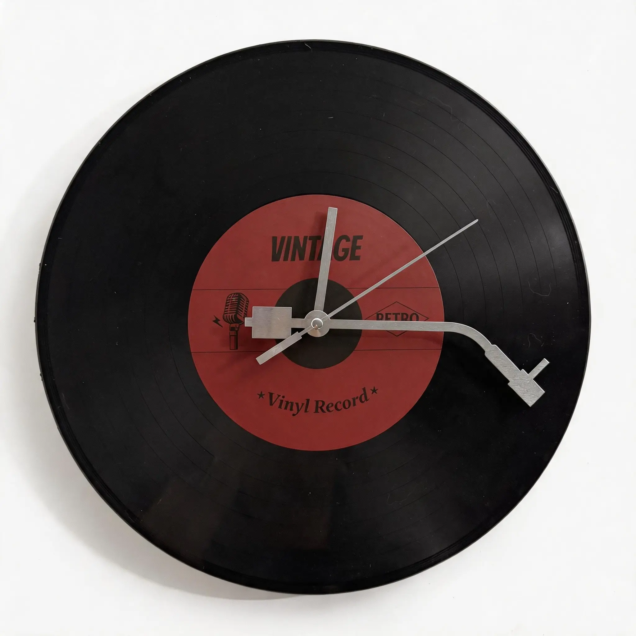 Retro-Style Minimalist Vinyl Record Wall Clock, Creative Decorative Clock, Silent Operation, Artistic Design, Perfect for Home, Music Room, Dining Room, Classroom, Vintage Wall Clock