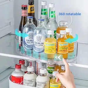 Rotating Spice Rack Organizer for Kitchen Countertop Fridge Space Saving Storage Shelf for Condiments Beverages Fridge Organizer