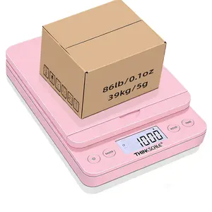 High Accuracy Digital Shipping Scale, 86lb/0.1oz Postal Scale-Candy Pink Style, Hold/Tear Function, Flip up Holder Postage Scale, Digital Scale for Packages Small Business and Mails, Battery & AC Adapter
