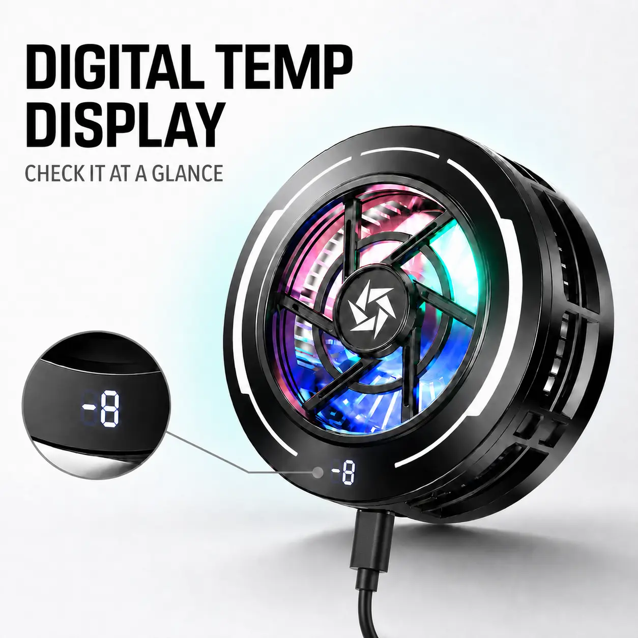 RGB Magnetic Mobile Phone Cooling Device, Compact Gaming Phone Cooler with Smart Temperature Control, Digital Display, Low Noise Control for iPhone, Android & iPad,back to school,back to school haul