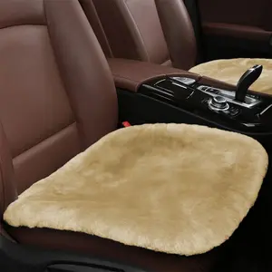 Sheepskin Car Seat Cushion, Soft Comfort Winter Driver Seat Cover, Fluffy Faux Fur Front Seat Pad, Car Seat Protector Pad for Office Chair, Universal Interior Accessory for Car SUV Truck (Camel)