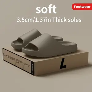 Solid Color Open Toe Breathable Chunky Slippers For Men And Women, Comfy Non Slip Durable Anti Odor EVA Slides, Unisex Indoor Footwear Shoe Flipflop(Home Supplies)/(Home Supplies) (Raincoats)