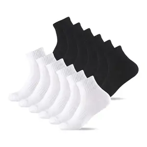12 Pairs Cushion Quarter Socks with Arch Support Cotton Unisex Athletic Sports Workout Running Comfort Sweat-absorbing Anti-Slip Comfy Value Pack
