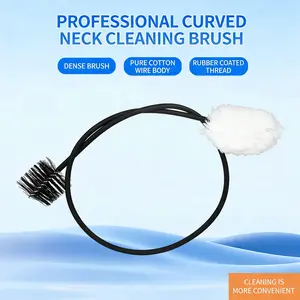 Saxophone Bent Neck Dual-Head Nylon Cotton Cleaning Brush 50cm, Saxophone Maintenance Tool, Durable Musical Instrument Cleaner