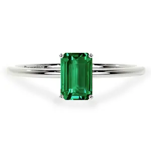 Dainty Emerald Cut Four Prong Emerald Solitaire Ring (1.00cts.)- REM073-7X5-AAA