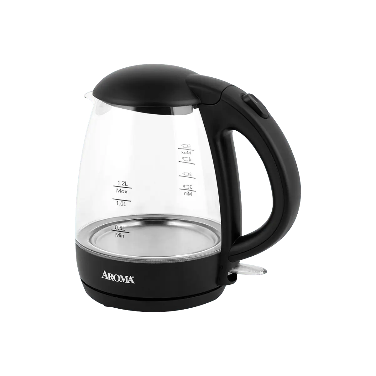 AROMA Electric Glass Speed- Boil Kettle  (AWK-151B) 1.2L / 4-5up Black