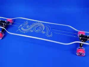 GHOST BOARDS: 40" Clear Acrylic Longboard with LED Wheels! Non-Slippery, Super Durable, and Perfect for All Riders! Dragon Design - Easy to Ride!