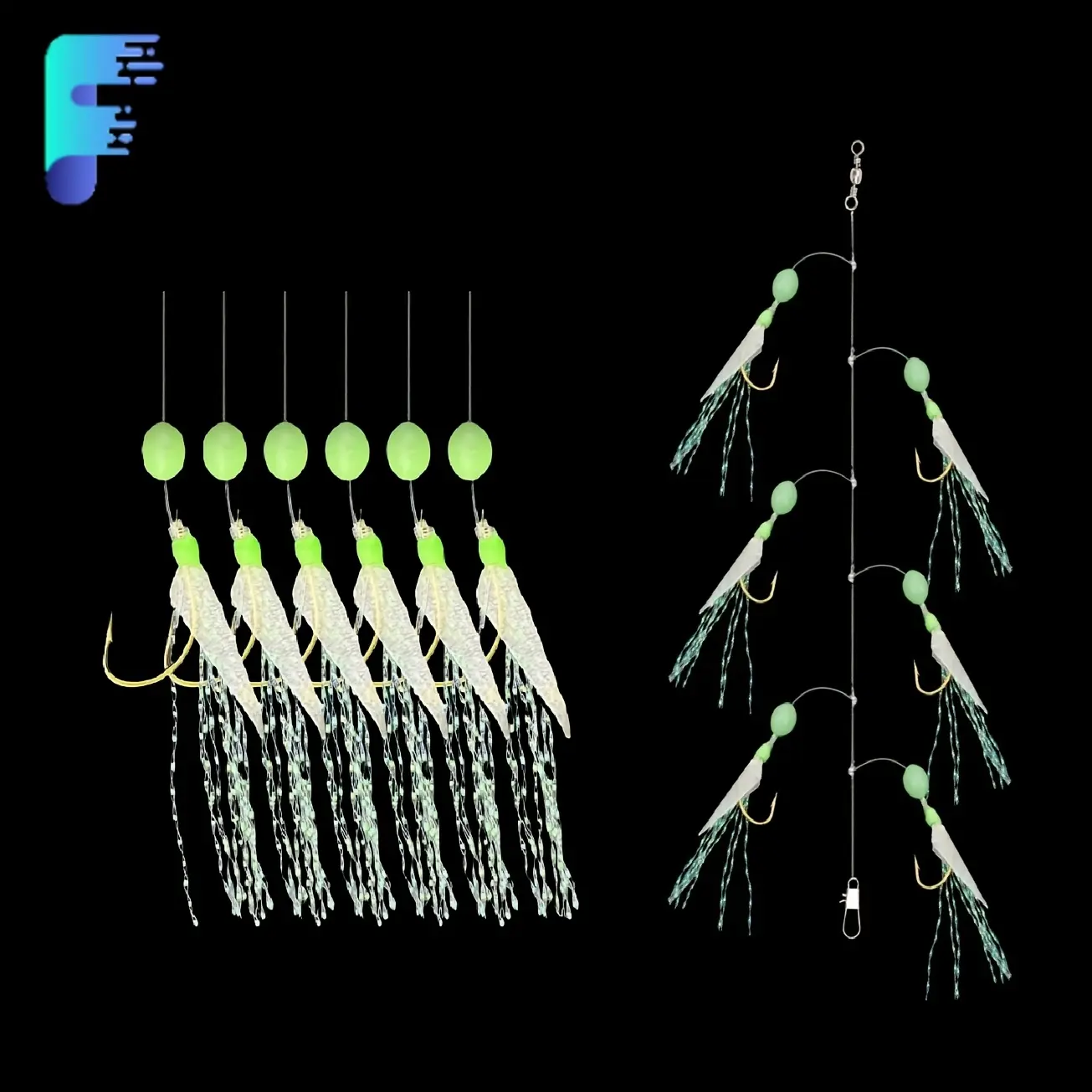 1pc Luminous Fishing Bait with 6 Sabiki Hooks - Glow in the Dark Iron Fishing Lures for Sea and Freshwater - Enhanced Visibility and Attraction for Anglers Fishing Tackle