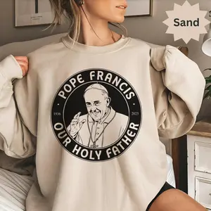 RIP Pope Francis Shirt – Memorial Tribute Tee,  Commemorative Pope Francis Our Holy Father shirt Catholic Faith T Shirt, Religious Apparel, Pope Francis Commemorative Holy Father Clothing , Heaven Memorial Tribute Sync-Product