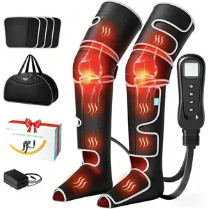 ALLJOY Leg Massager for Circulation & Pain Relief, FSA/HSA Eligible, Leg Compression Massager with Heat, 2 Heat Levels, 5 Modes, 4 Intensities, Extra 4 Extenders, Ideal Gifts for Men, Women Knee Pain Tool Black Adjustable, Perfect Gift For Men And Women