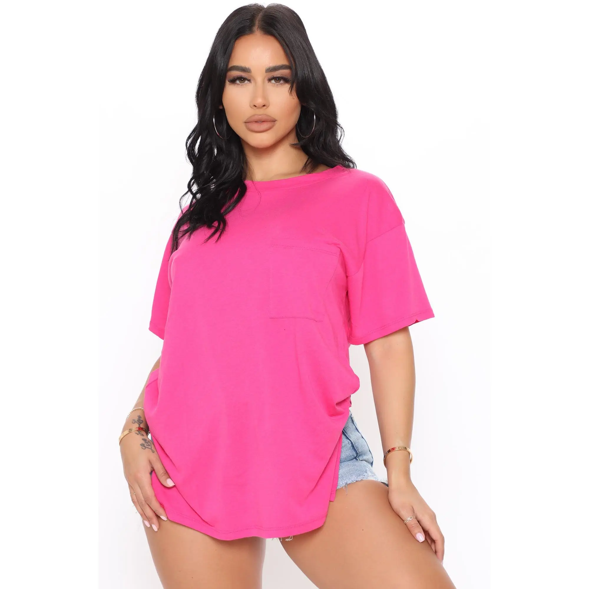 Laid Back Chillin' Pocket Tee - Fuchsia