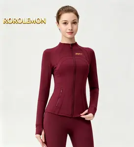ROROLEMON Long Length Quick Dry Breathable Yoga Jacket with Thumb Holes & Zipper Pockets