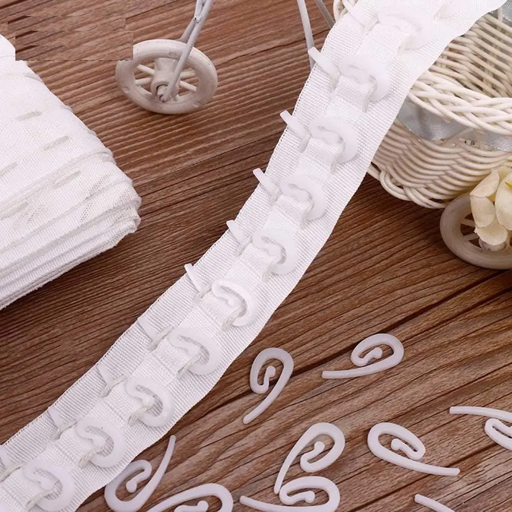 White Curtain Hooks for Channel Track Systems Compatible with Bedroom Curtains Semi Sheer Adjustable Faux Pearl Tiebacks