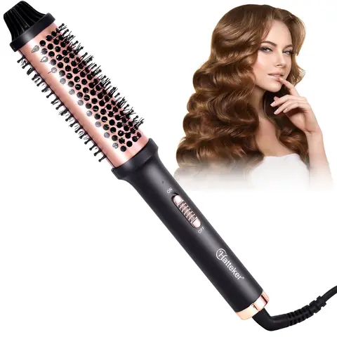 HATTEKER 2-in-1 1-Piece Smooth Hair Straightener Brush - Heated Comb Straightener, Hot Comb, Curl Maker, Quick Heating for All Hair Lengths