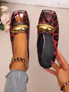 Women's Fashion Square Toe Low Top Shoes, Multifunctional PU Upper Office Casual Outdoor Flat Shoes, Mary Jane Ballet Flats for Party and Wedding