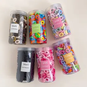 Girls Rainbow 250 Counts Canned Mixed-Color Bamboo-Joint Hair Ties in Black Green Pink Yellow for Styling Daily Use Festivals & Gifts
